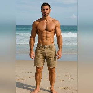 American Eagle Men's Tan Distressed Shorts